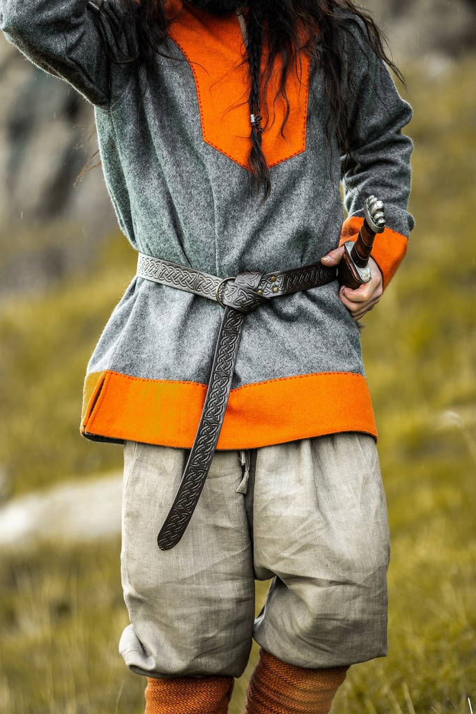 Wikingerhose mit Beinschnürung Wodan steingrau Leinen- Mittelalter Gewand Larp & Reenactment