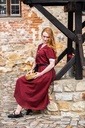 Mittelalterliches Sommerkleid "Denise" in rot/natur
