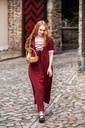 Mittelalterliches Sommerkleid "Denise" in rot/natur