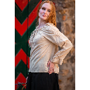 Mittelalterbluse mit Spitze "Bettina" Hanffarben