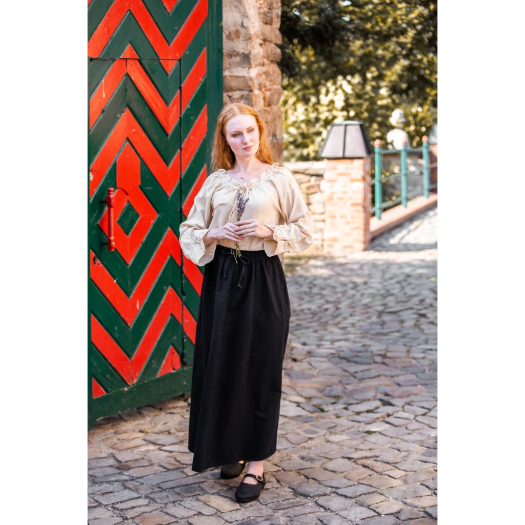 Mittelalterbluse mit Spitze "Bettina" Hanffarben