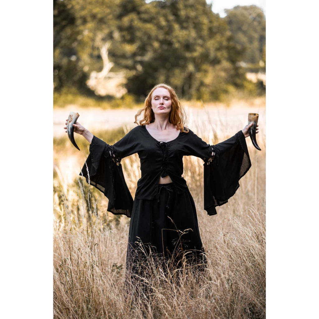 Bluse "Carmen" Volants Schwarz