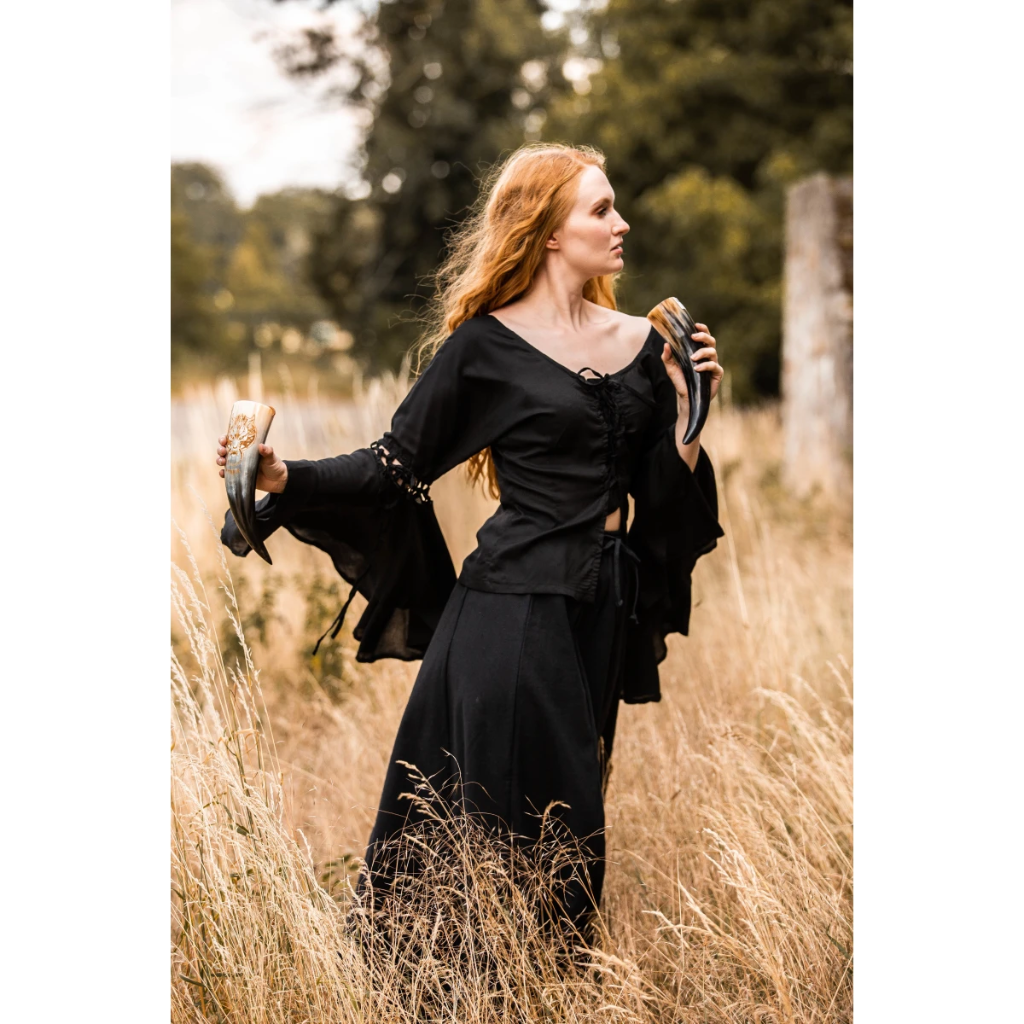 Bluse "Carmen" Volants Schwarz