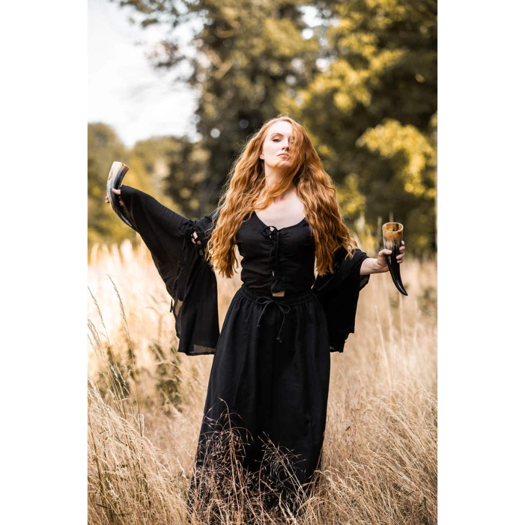 Bluse "Carmen" Volants Schwarz