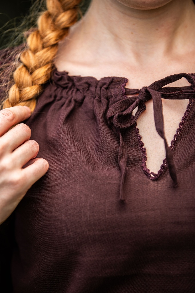 Mittelalter Kurzarmbluse "Sandra" Dunkelbraun