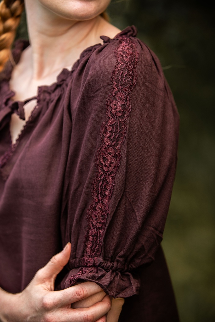 Mittelalter Kurzarmbluse "Sandra" Dunkelbraun