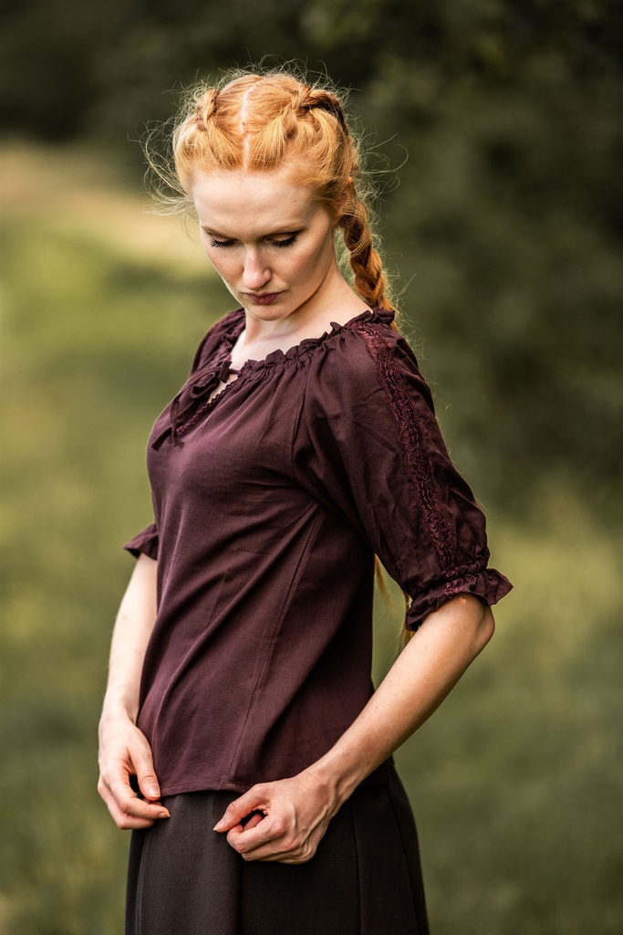 Mittelalter Kurzarmbluse "Sandra" Dunkelbraun