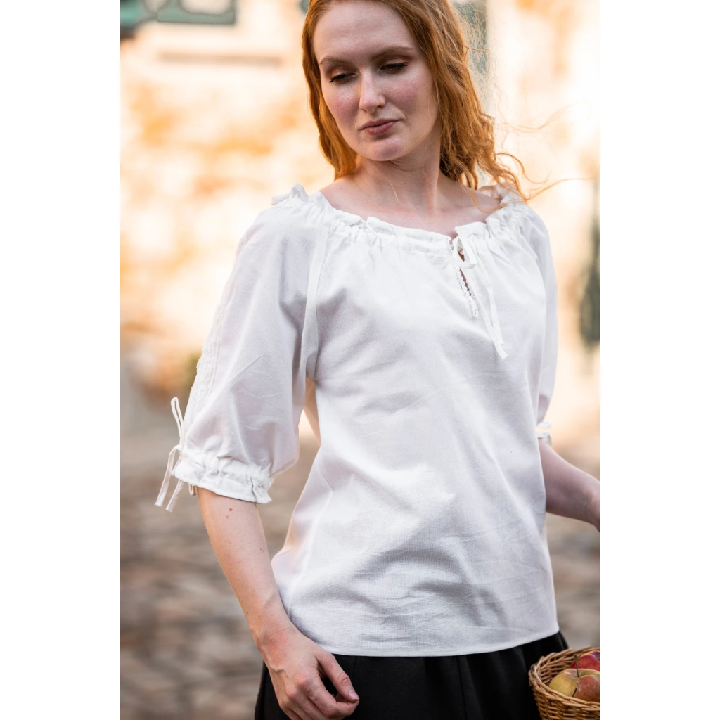 Mittelalter Kurzarmbluse "Sandra" Naturweiss