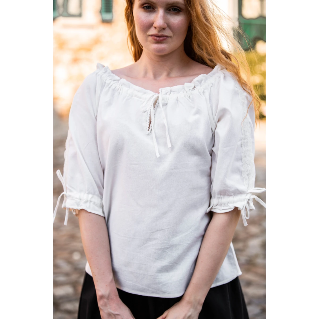 Mittelalter Kurzarmbluse "Sandra" Naturweiss