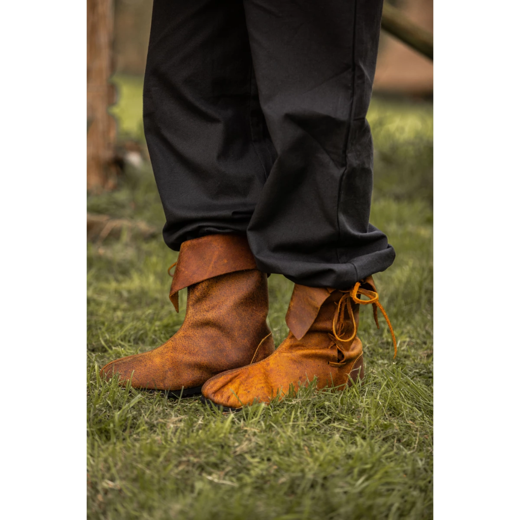 Mittelalter Stulpenstiefel aus Nubukleder - Braun 