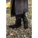 Mittelalterstiefel mit Schnürung und Stulpe Veloursleder schwarz - Mittelalterliches Schuhwerk