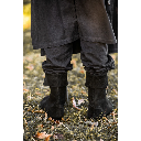 Mittelalterstiefel mit Schnürung und Stulpe Veloursleder schwarz - Mittelalterliches Schuhwerk