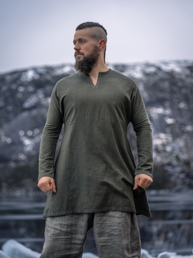 Wikinger Leinentunika "Ragnar" Olivgrün