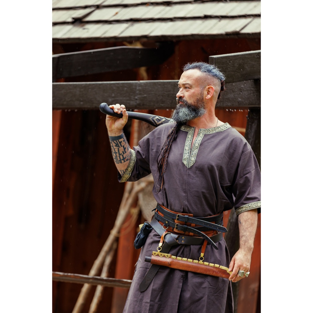 Kurzarmtunika mit Bordüre "Richard" Dunkelbraun