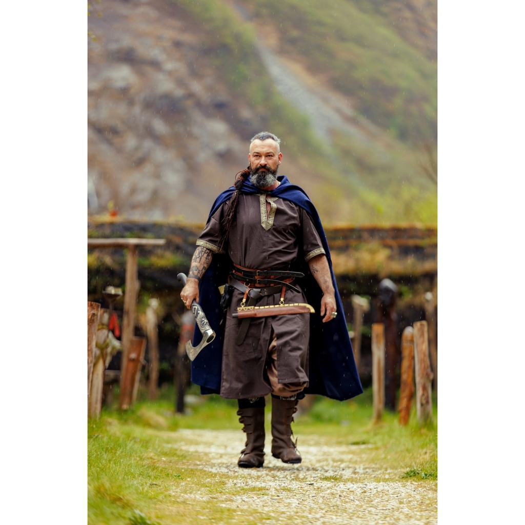 Kurzarmtunika mit Bordüre "Richard" Dunkelbraun