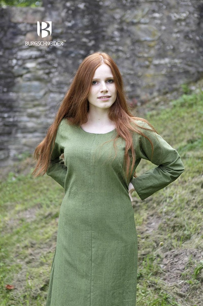 [030000SA29-S] Unterkleid Freya - Lindgrün: Authentisches Untergewand für LARP und Reenactment (S)