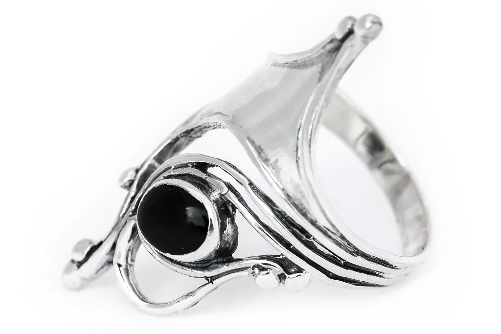 [17260-001] Ring mit Onyx 'Venice' Silberschmuck Silber (14,5 / 46)