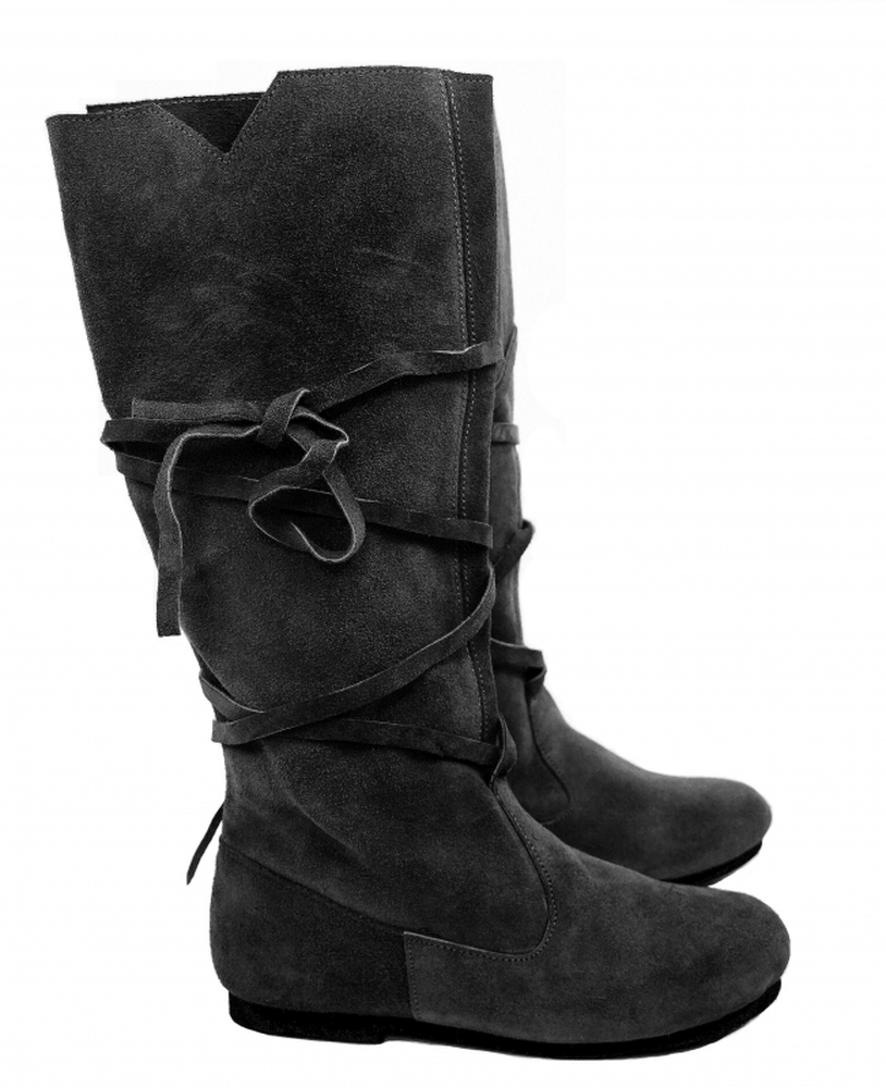 Mittelalterstiefel aus Wildleder schwarz - Mittelalterliches Schuhwerk