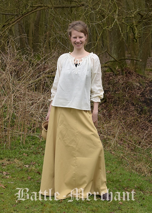 [31977-001] Mittelalterlicher Rock weit ausgestellt beige, 100% Baumwolle  Mittelalter Kostüm Historisches Gewand (S)