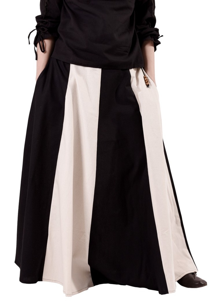 [31979-001] Mittelalterlicher Rock weit ausgestellt schwarz-natur, 100% Baumwolle  Mittelalter Kostüm Historisches Gewand (S)