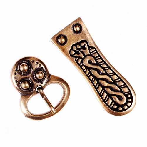 [32236-001] Alamannische Gürtelgarnitur  für 3 cm Gürtel (silber)