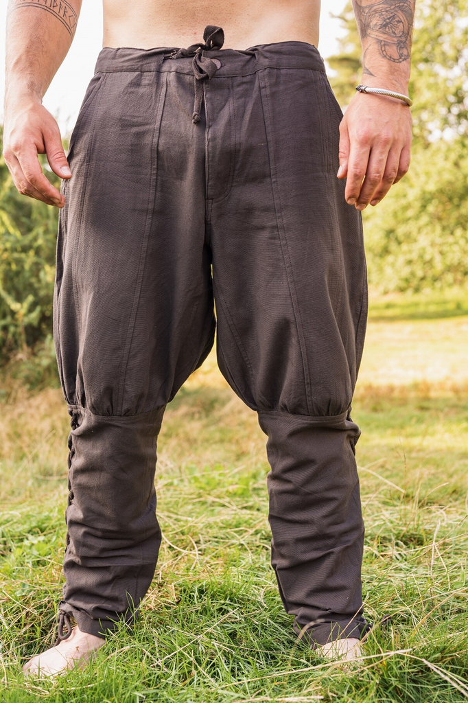 [35322-001] Wikingerhose mit Beinschnürung "Magnus" Braun Baumwolle (S)