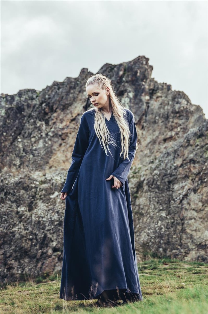 [35681-001] Wikinger Unterkleid Baumwolle "Valdis" Dunkelblau (XS)