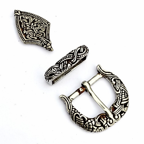 [4422-001] Wikinger-Gürtelset "Borre" - für 3 cm (silber)