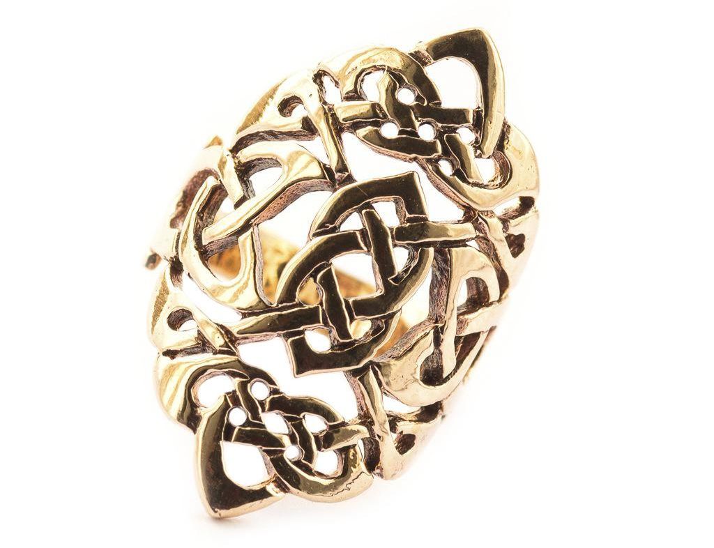 Langer Celtic Ring RIGANI aus Bronze – 2,1 cm Keltischer Knotenring inspiriert von der Göttin Rigani