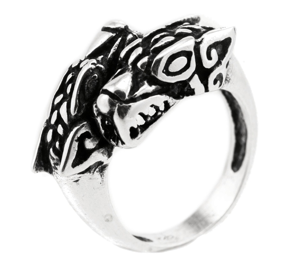 Ring Fenris aus Silber 925 – Wikingerring Geri & Freki 11 mm mit Odins Wölfen
