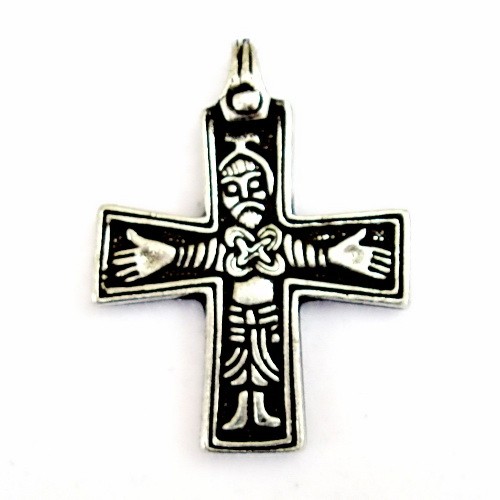 [WK-5345-2015-002] Wikinger Anhänger 'Christus Kreuz von Sanda' - Accessoire, Schmuck für Mittelalter, LARP und Alltag (messing)