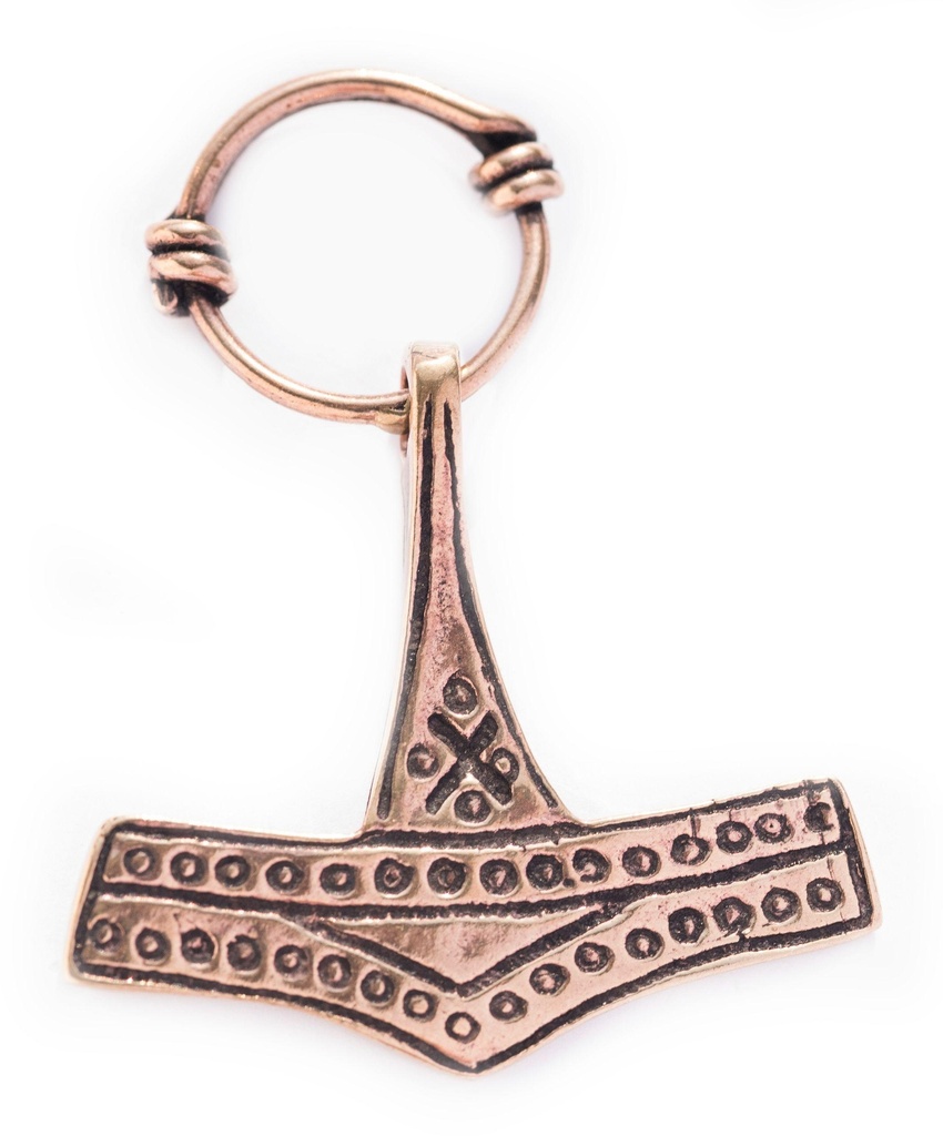 Thorshammer Anhänger MJÖLNIR DÄNEMARK aus Bronze – Wikinger Amulett 5 cm