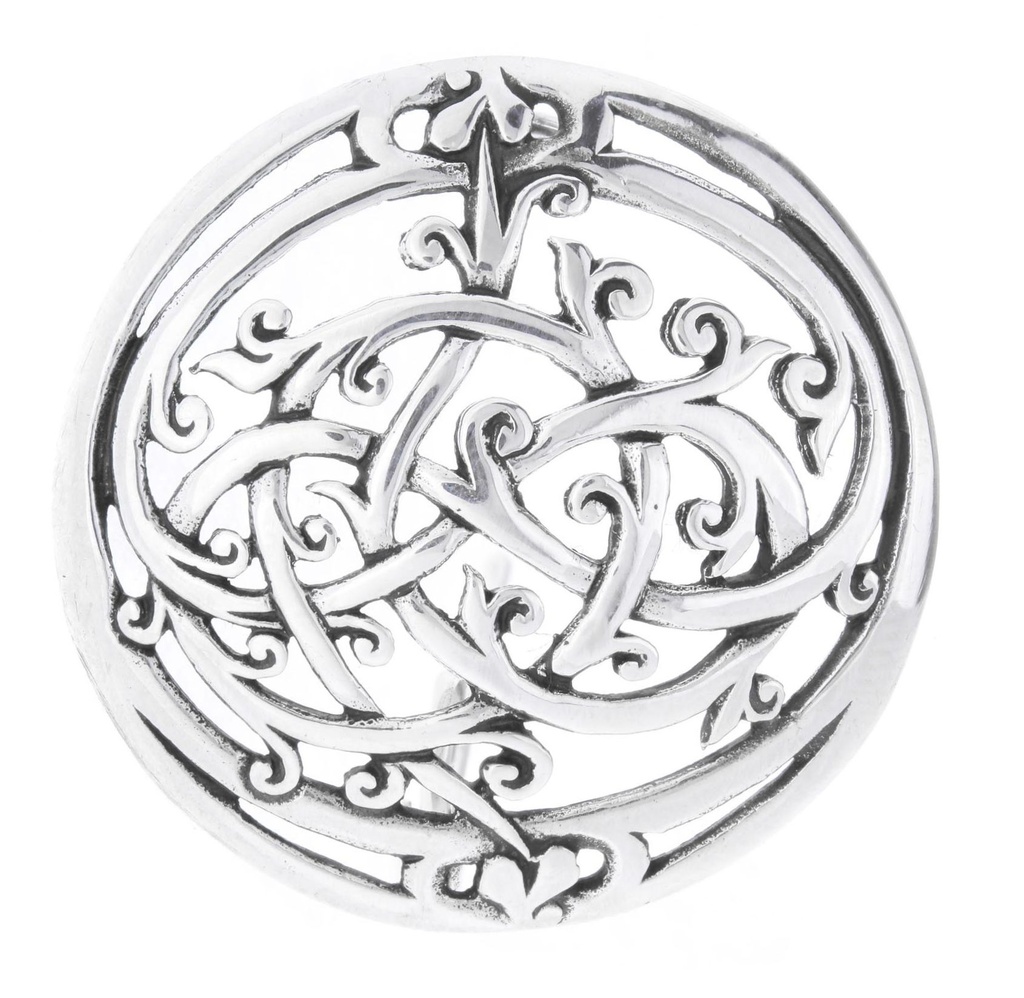 Wikinger Fibel Brosche "Urnes" aus Silber 925 – Rundfibel im Urnes-Stil 3,6 cm