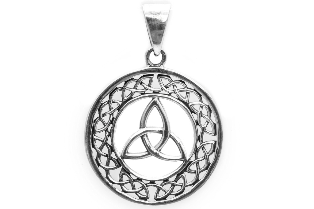 Schmuck Anhänger Triana 3,4 cm – Silber 925 – Keltisches Amulett mit Triskele & Knotenmuster