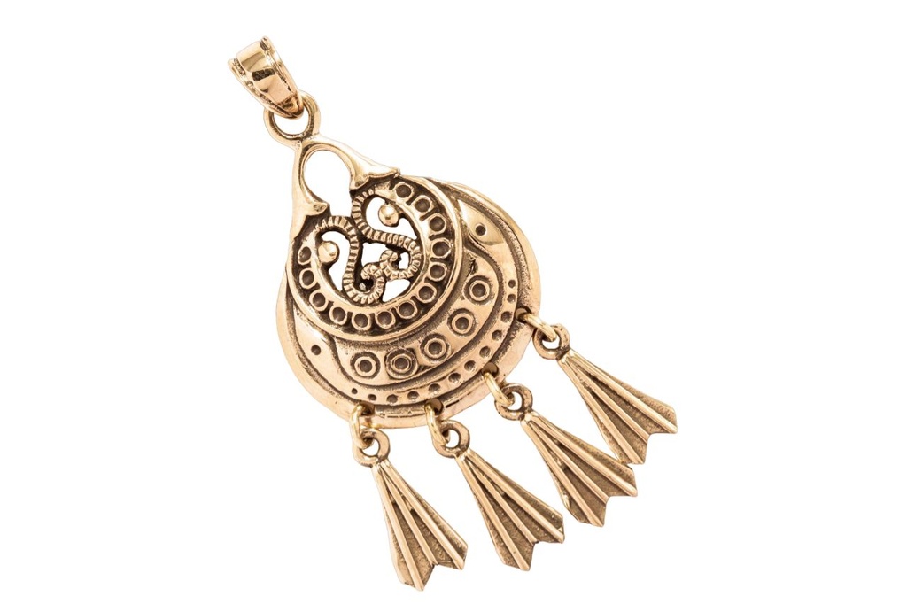 Wikinger Klapperanhänger Finna aus Bronze – Historisches Amulett mit beweglichen Elementen 5,6 cm