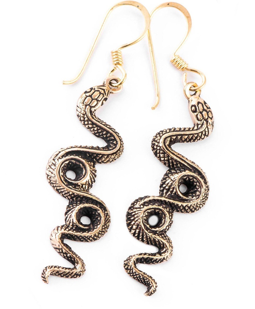Schmuck Ohrhänger Pythea Schlangen 5 cm – Bronze – Mystische Ohrringe mit Schlangensymbol