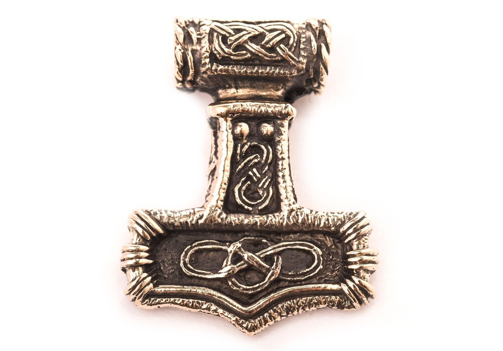 Thorshammer Anhänger ASGARDHAMMER aus Bronze – Mjölnir Wikinger Amulett 3,5 cm