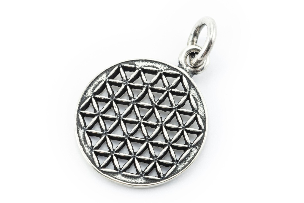 Kleiner Schmuck-Anhänger CINA Ø 1,6 cm – Blume des Lebens aus 925er Silber für Harmonie & Schutz
