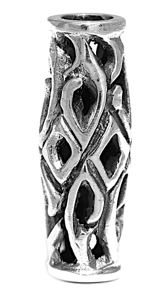 Wikinger Bart- & Haarperle "Týr" aus Silber 925 – Zopfperle mit Runenmuster 1,8 cm