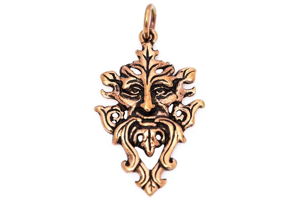 Amulett Anhänger "Green Man – Cernunnos" aus Bronze – Waldgott & Naturkraft 4 cm