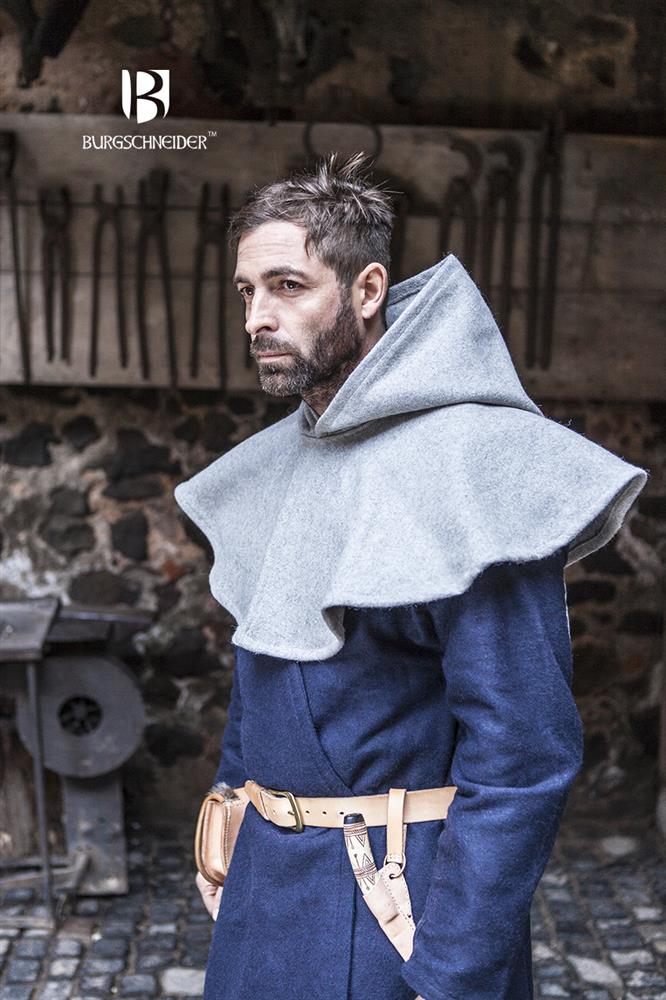 [040001BL25] Gugel Cucullus, Grau Mittelalterliches vom Burgschneider