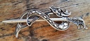Haarspange „Keltischer Drache“ silberfarben – ZAMAK-Haarschmuck mit Drachenkopf nach Haithabu-Fund