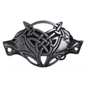Celtic Wolves Gürtelschließe in Schwarzsilber – Keltischer Wolfsknoten für 4 cm Gürtel