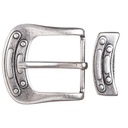 Steampunk Gürtelschließe Set „STP Jeter“ silberfarben – Schnalle & Metallschlaufe im Mechanic-Stil für 4 cm Gürtel