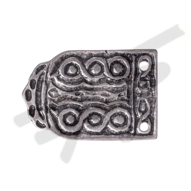 silberfarbene Mittelalter-Gürtelspitze Wellen 4cm