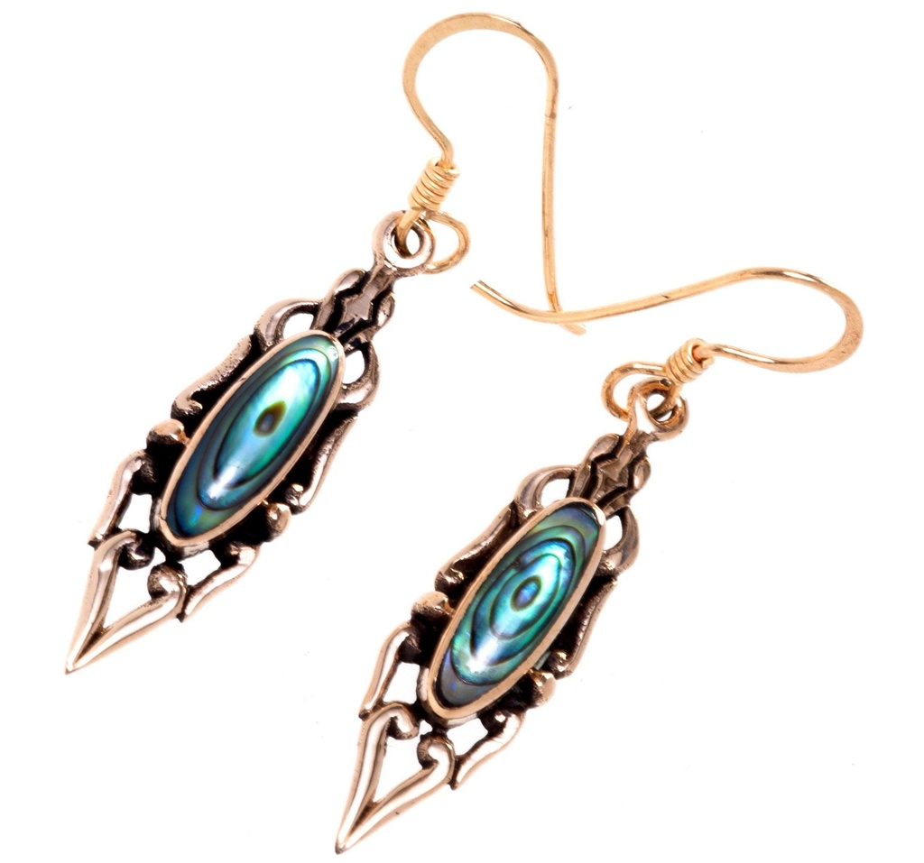 Schmuck Ohrhänger Bifröst Paua 4,4 cm – Bronze – Meeresinspirierte Ohrringe mit Paua-Muschel