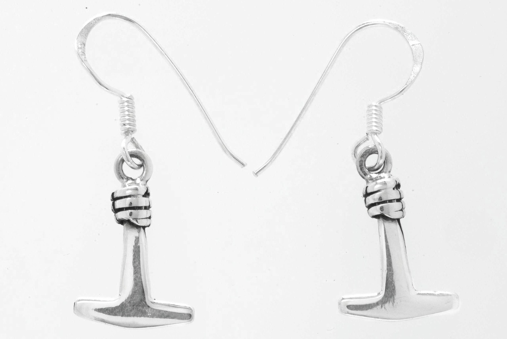 Ohrhänger Thoran Thorshammer aus Silber 925 – Wikinger Mjölnir Ohrschmuck 1,6 cm