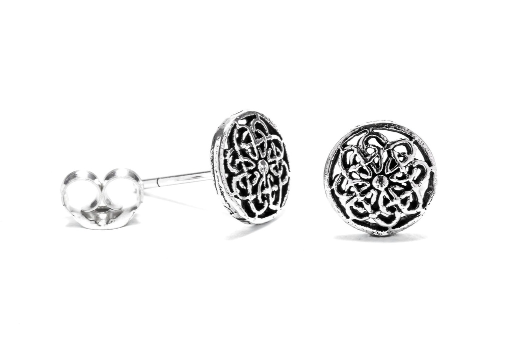 Ohrstecker FALKA aus 925er Silber Ø 8 mm – Keltische Blume des Lebens Schmuck