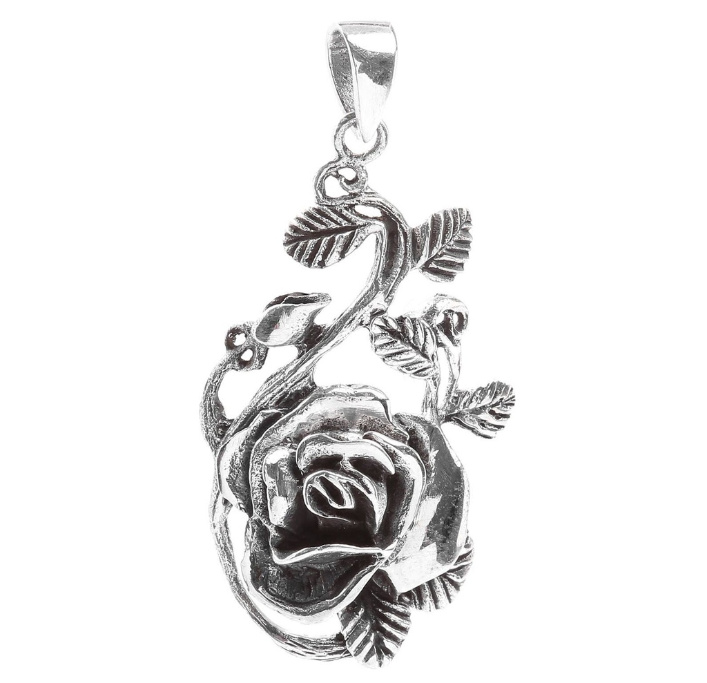 Schmuckstück  Bohemia Schmuck Anhänger ISARA 4 cm Zauberhafte Gothic Rose Silber 4.0 cm