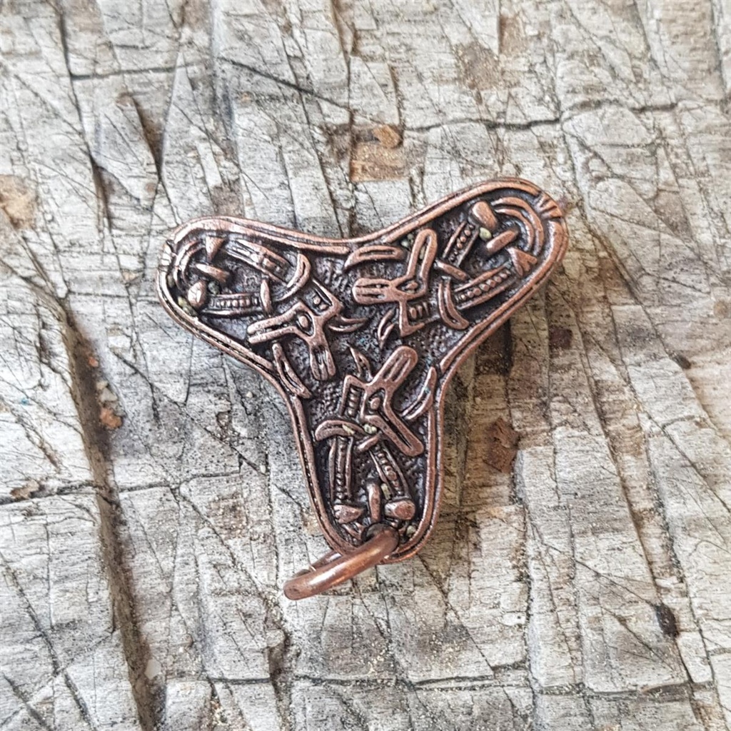 Kleeblatt-Fibel klein kupferfarben – Mittelalterliche Gewandschließe aus ZAMAK für LARP & Reenactment